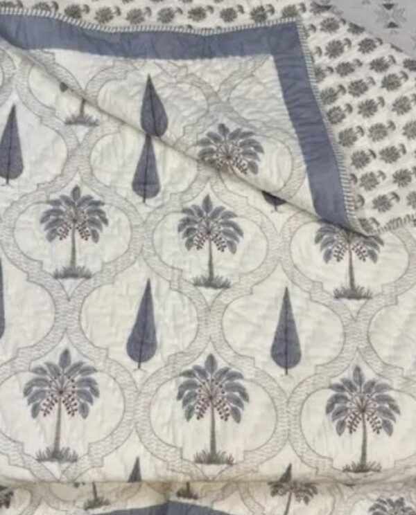 *indian block print quilt with palm trees
