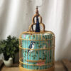 *natural bamboo birdcage lamp with turquoise chinoiserie shade