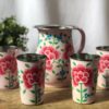 *pink enamel jug and tumbler set from kashmir