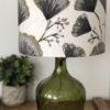 *cream linen lampshade with Japanese gingko flowers in olive and grey