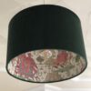 *emerald green plush velvet lampshade with indian maharaja lining in greens and pinks