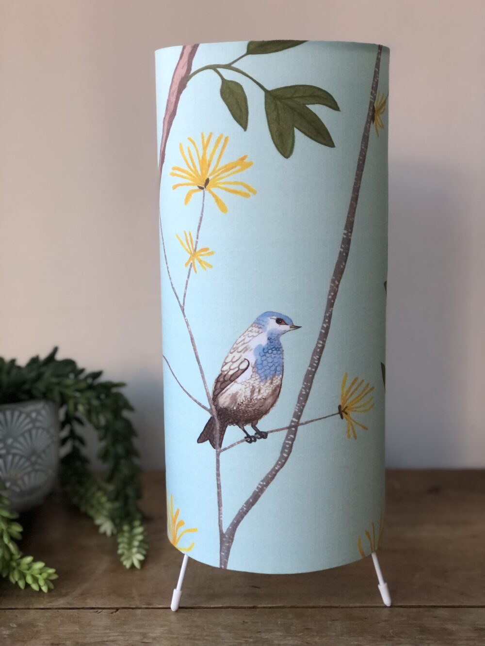 *pale green chinoiserie bird lamp