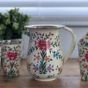 *cream floral jug and tumbler set from kashmir