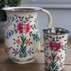 *cream-floral-kashmir-enamelware-jug-and-tumbler