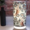 *stone blue fabric table lamp with tigers and peacocks