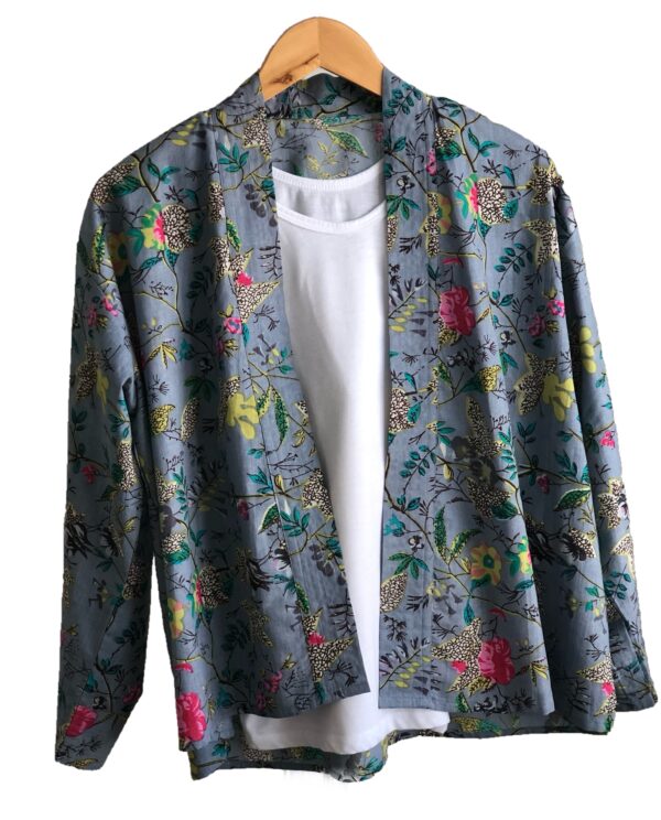 *dusky blue kimono jacket with small flowers