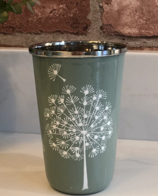 *sage green tumbler with dandelion from Kashmir