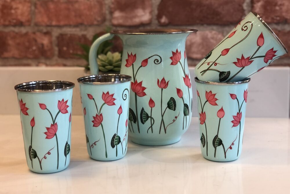 *pale mint green jug and tumbler set from Kashmir
