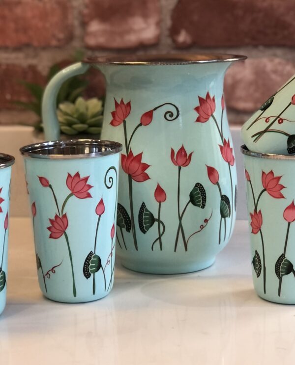 *pale mint green jug and tumbler set from Kashmir
