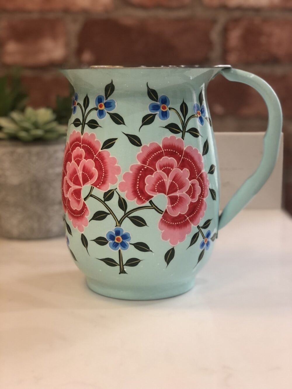 *pale green floral jug from Kashmir