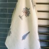 *indian block printed waffle towel with palm trees in blue and cream