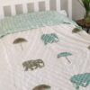 *indian block print quilt with elephants and umbrellas